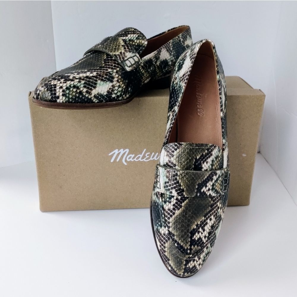 MADEWELL Alex Snakeskin Embossed Leather Loafer Flat Shoes 8